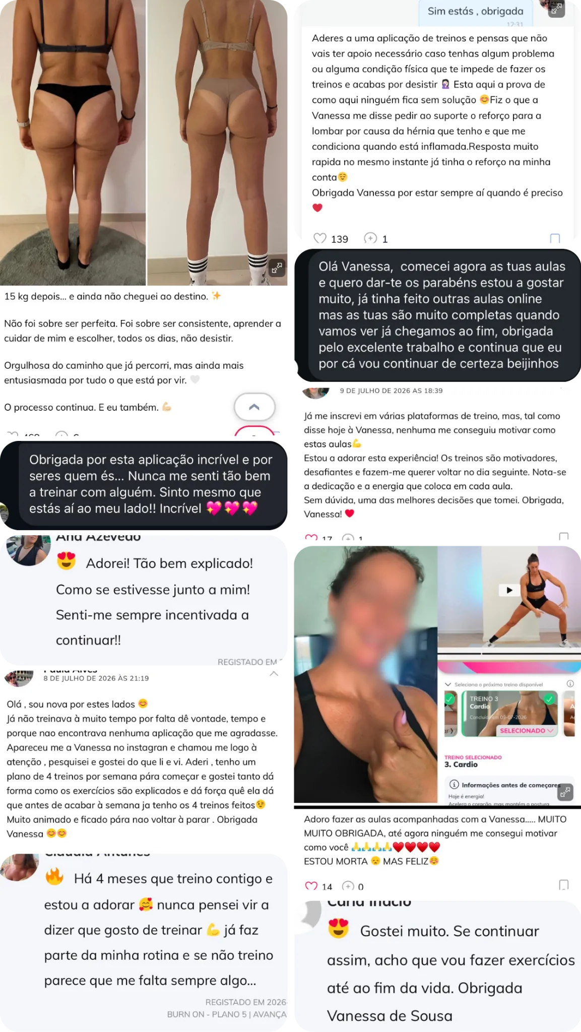 Mensagens de alunas VSFIT — conjunto 1 de 6