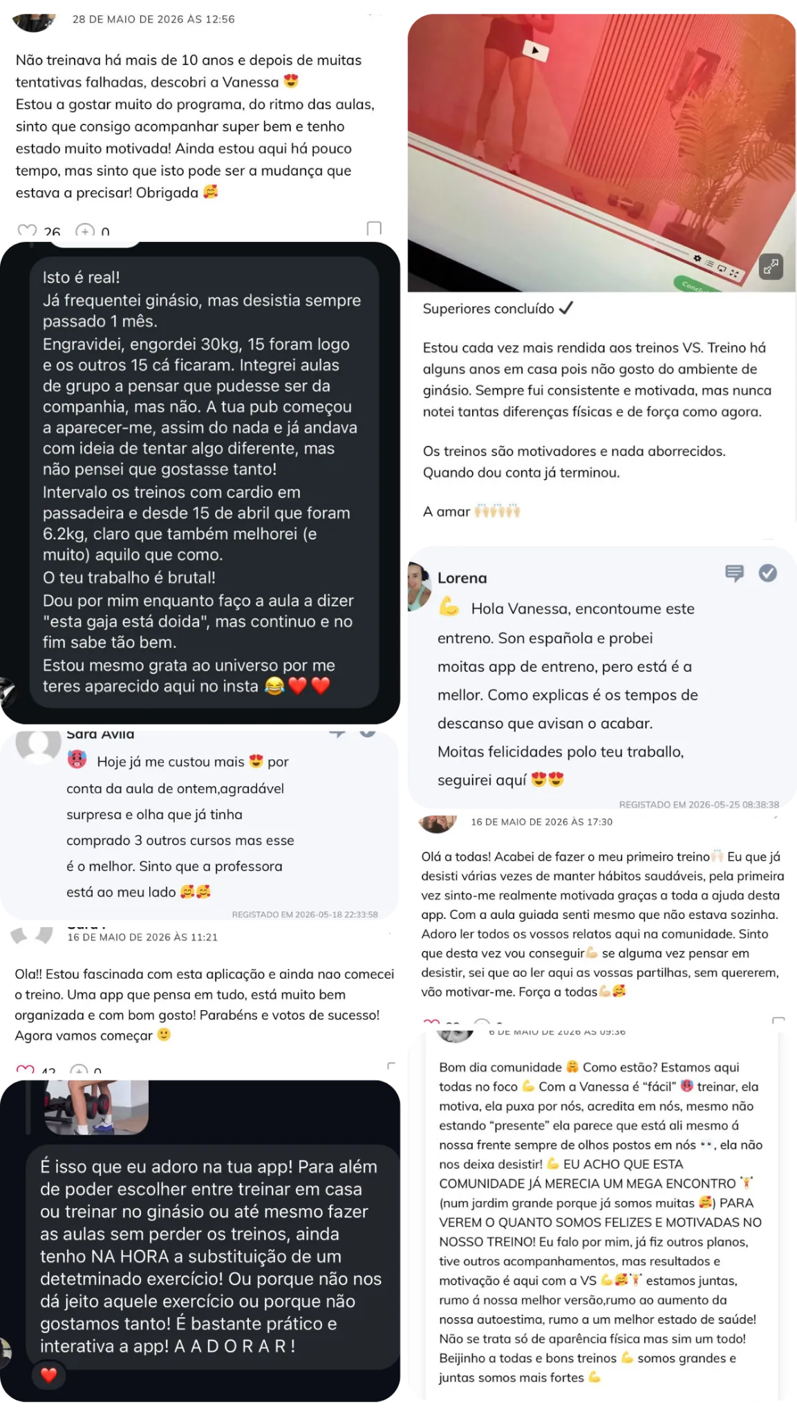 Mensagens de alunas VSFIT — conjunto 3 de 6